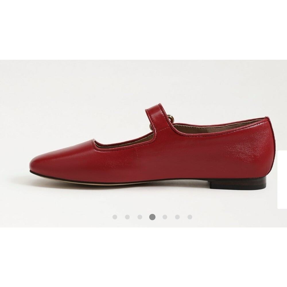 Sam Edelman Red Mary Jane Flats with Gold Buckle - Picture 3 of 16